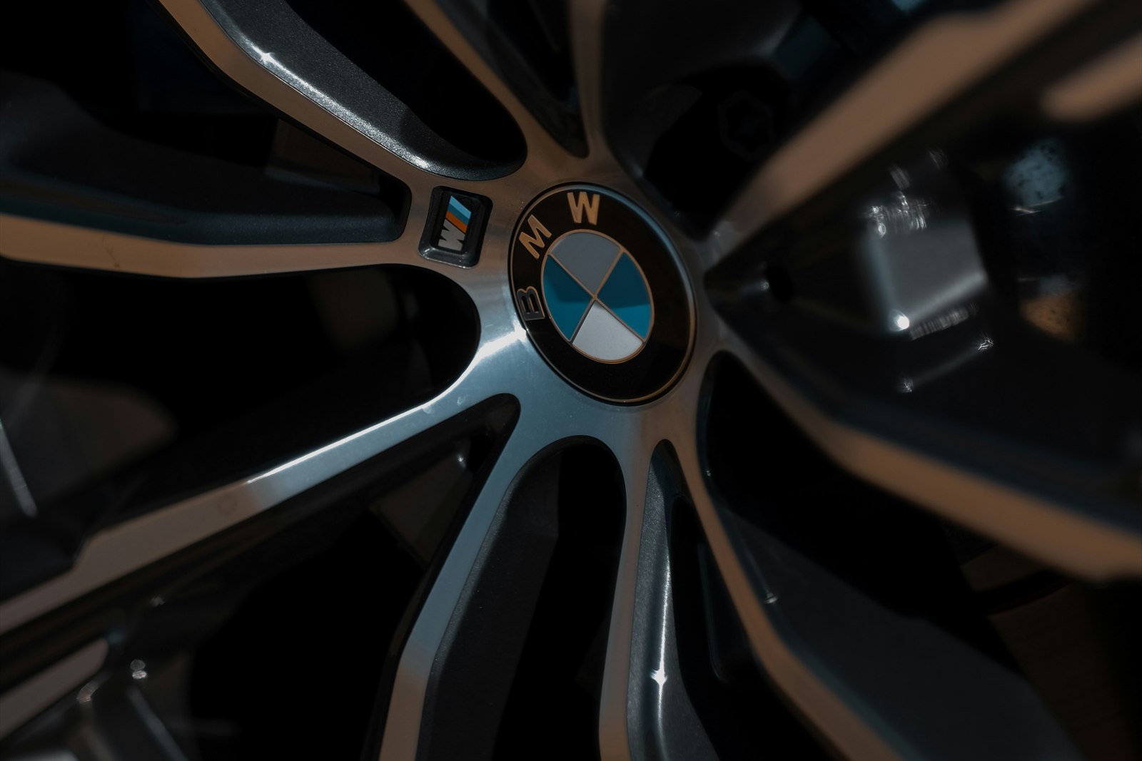 Detailed view of a BMW alloy wheel